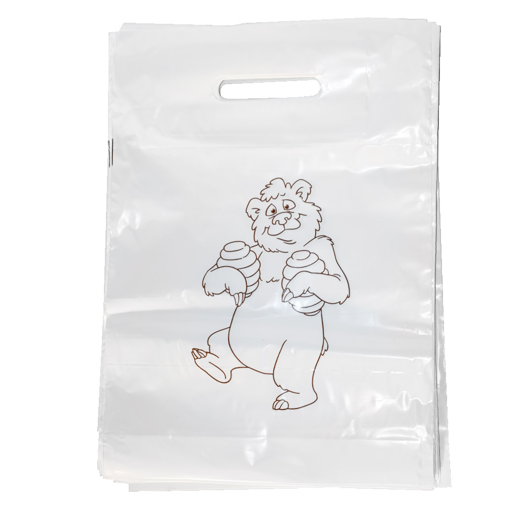Igelitové tašky s medvědem 30×35 cm - 50 ks
