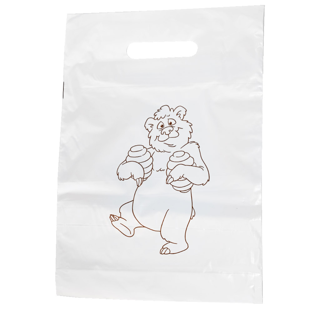Igelitové tašky s medvědem 30×35 cm - 50 ks