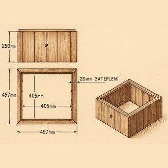 Včelí úl 39x24 (L) zateplený - 3 nástavky - 2 cm