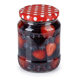 Víčko na sklenici TO 82 - Tečky - červené